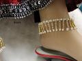 Anklet Payal w/ Golden Clasp & Dangling Zircons - Pearls #3557